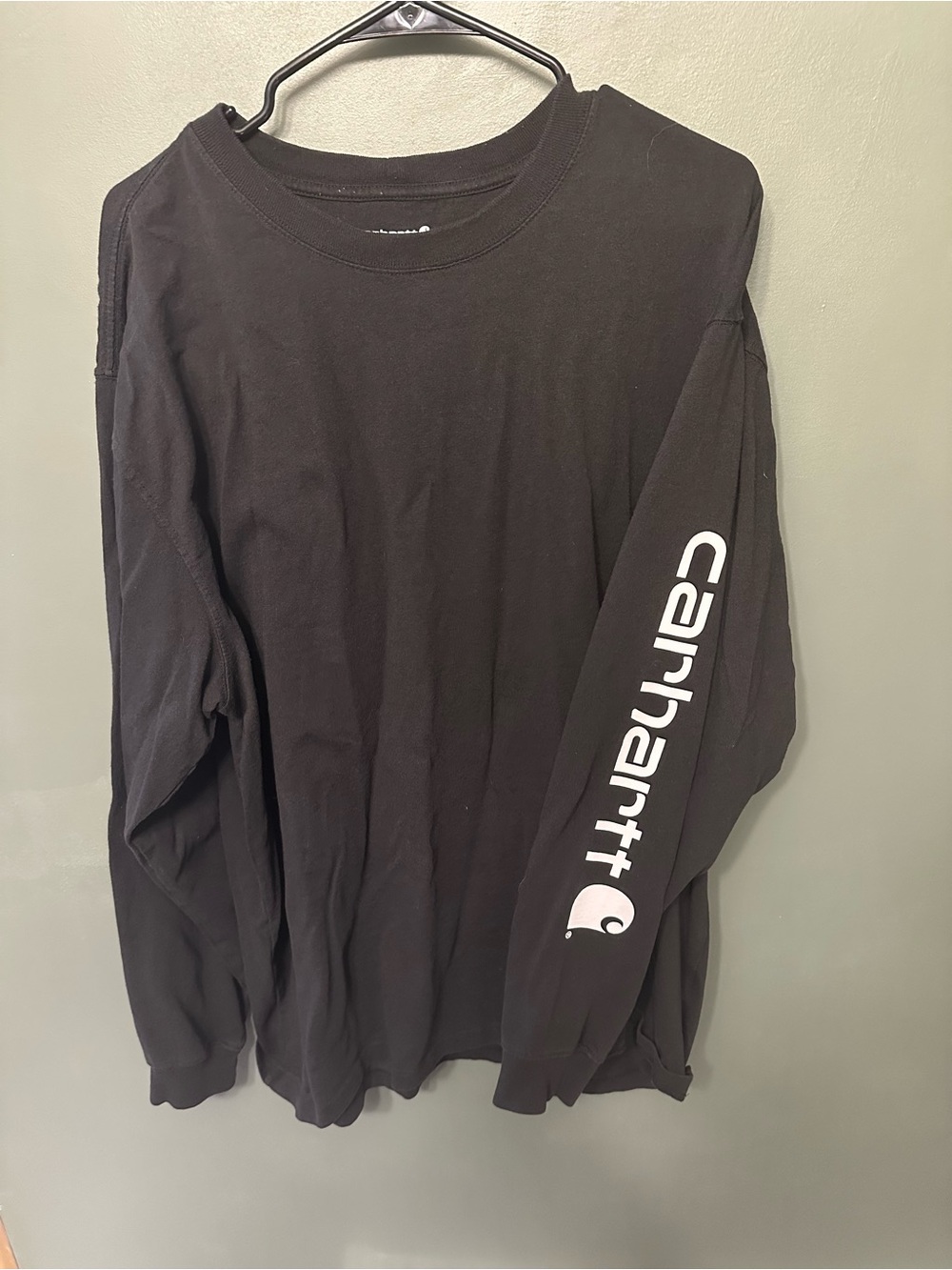 Carhartt Black Long-Sleeve Tee with White Sleeve Logo